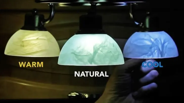 LED lights showing warm, natural, and cool colors