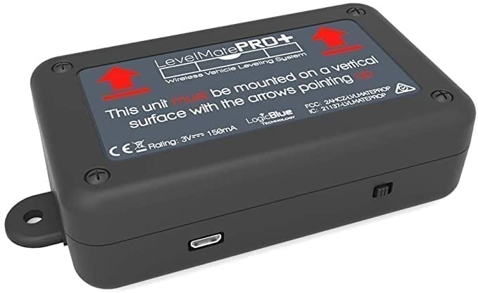 The LevelmatePRO+ device showing the external power input port