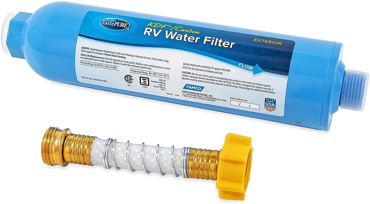 Inline RV water filter