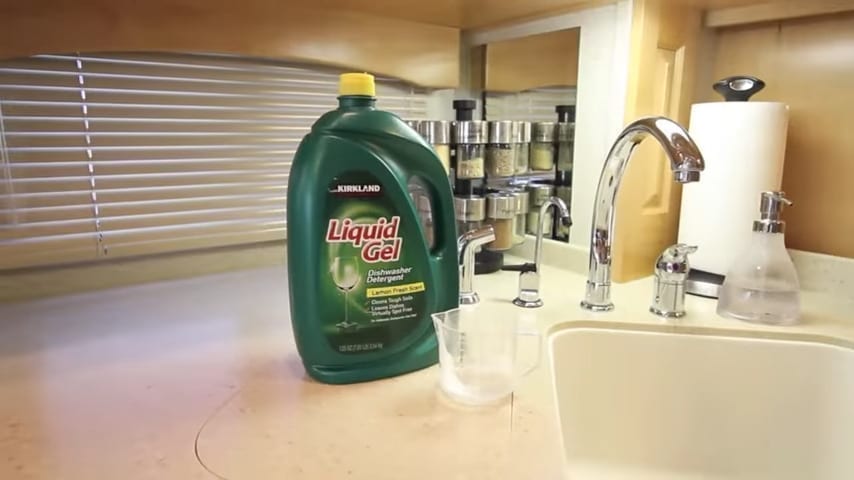 Dishwasher detergent to clean RV tank sensors