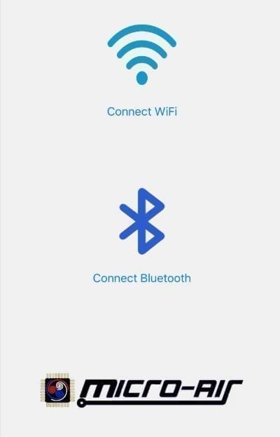 The Micro-Air EasyTouch app connects via WiFi or Bluetooth