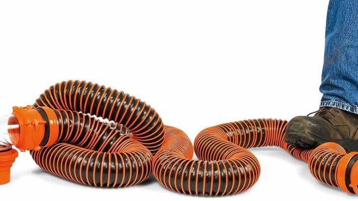 The RhinoExtreme RV sewer hose can be stepped on and stay intact