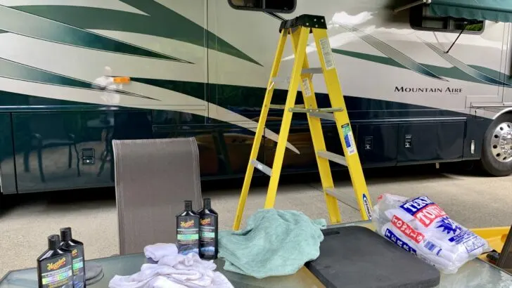 Gather the best rv wash and wax along with all the tools needed for the job.
