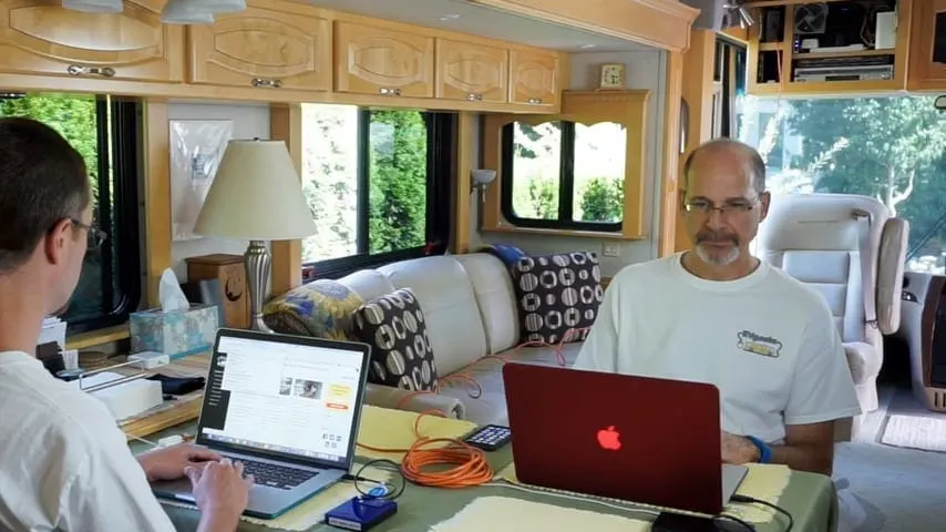 A glimpse of our "office space" in our RV.