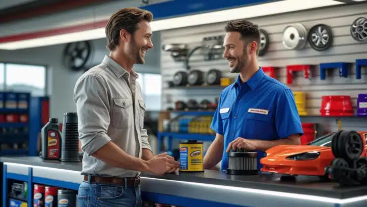 Picking up the oil and filters needed to change the oil in an RV