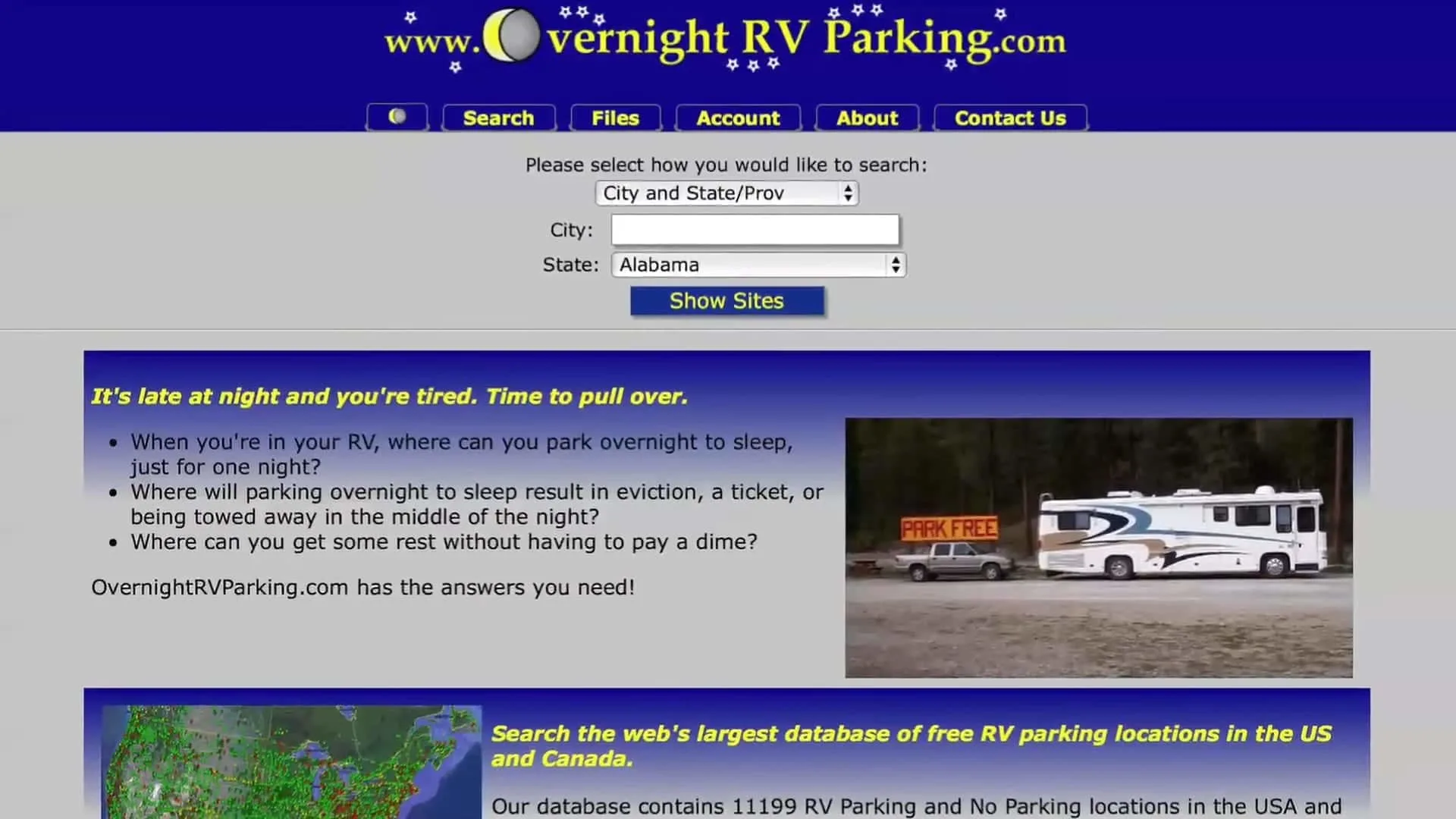 OvernightRVParking, a free app with information on free overnight parking in the US and Canada