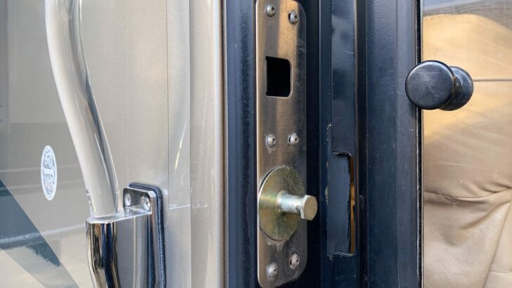 The strike plate or bolt in your RV's door frame may need adjusting