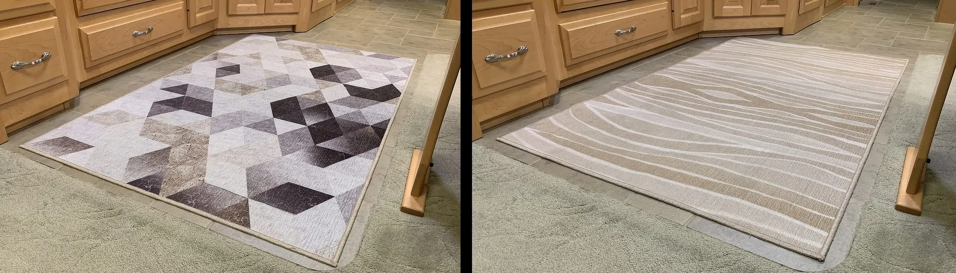 Two different washable rugs give our RV a totally different look