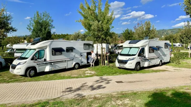 The Class B Plus RVs we rented to travel in Italy.