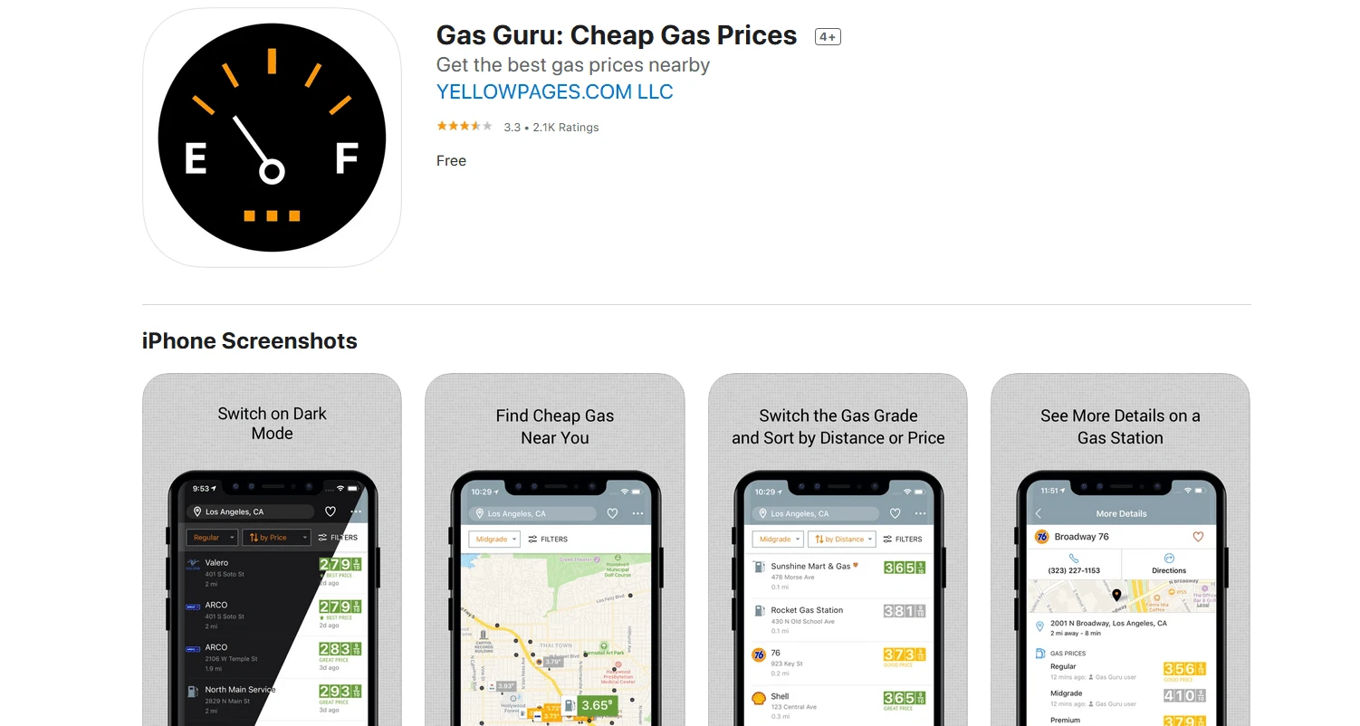 Gas Guru app to find cheap gas