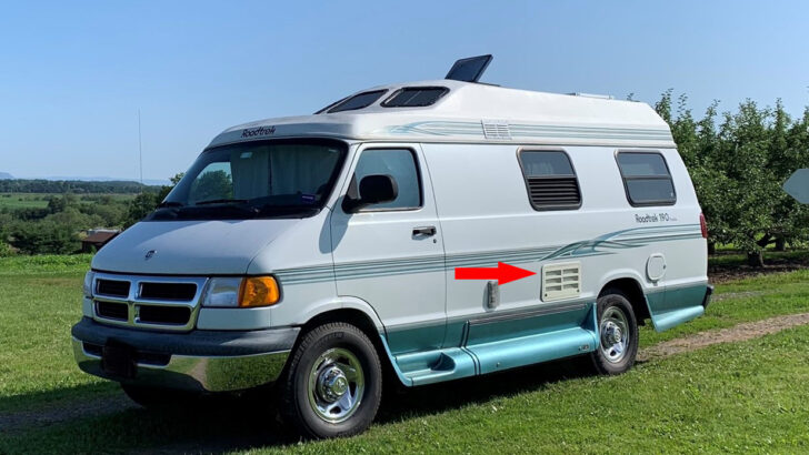 Vent indicating that this RV has an absorption RV refrigerator