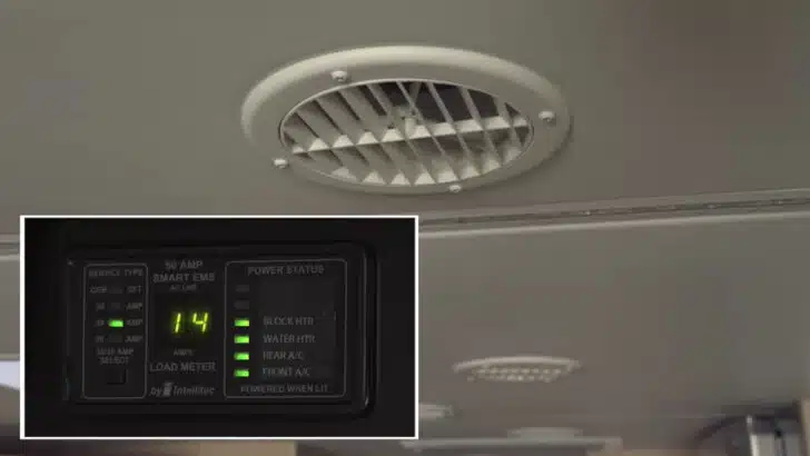 Photo illustrating the low voltage start-up of our AC unit using the MicroAir EasyStart soft start for RV AC