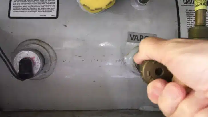 We had no hot water in our RV so we checked the propane tank