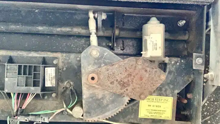 Electric RV Steps have a motor and wiring underneath