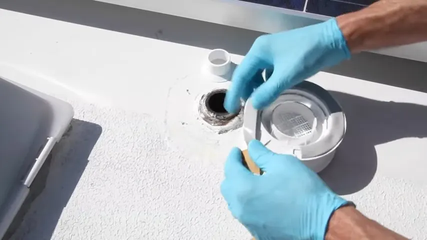 sealing tape around base of vent