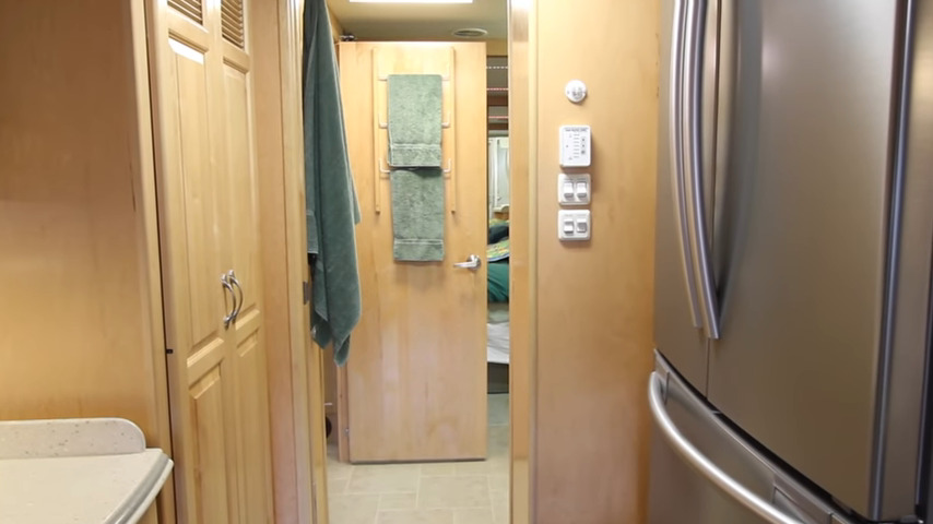A swinging door in an RV can act as a level.