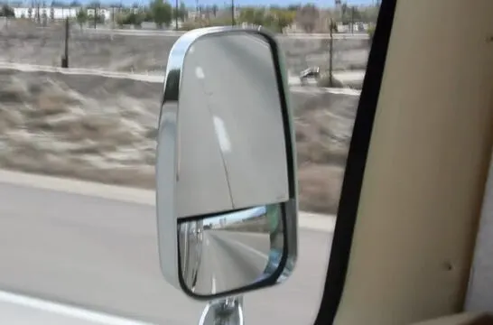 RV mirror adjusted too low