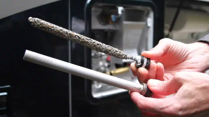 old and new anode rods for Suburban water heaters