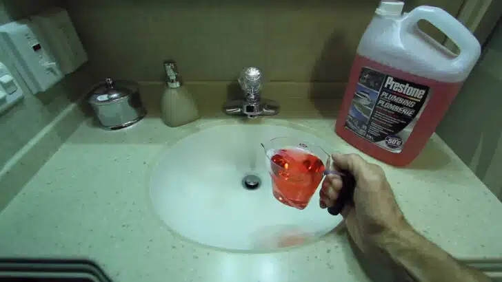RV antifreeze for winterizing RV with an air compressor