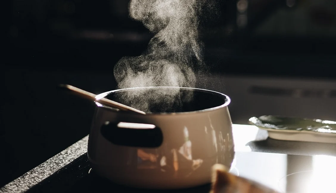 moisture created by steam from cooking