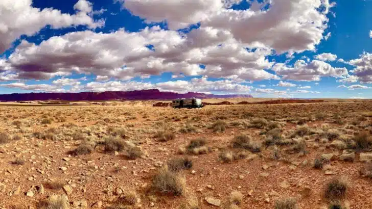 Us dry camping in the desert southwest on land controlled by the Bureau of Land Management.