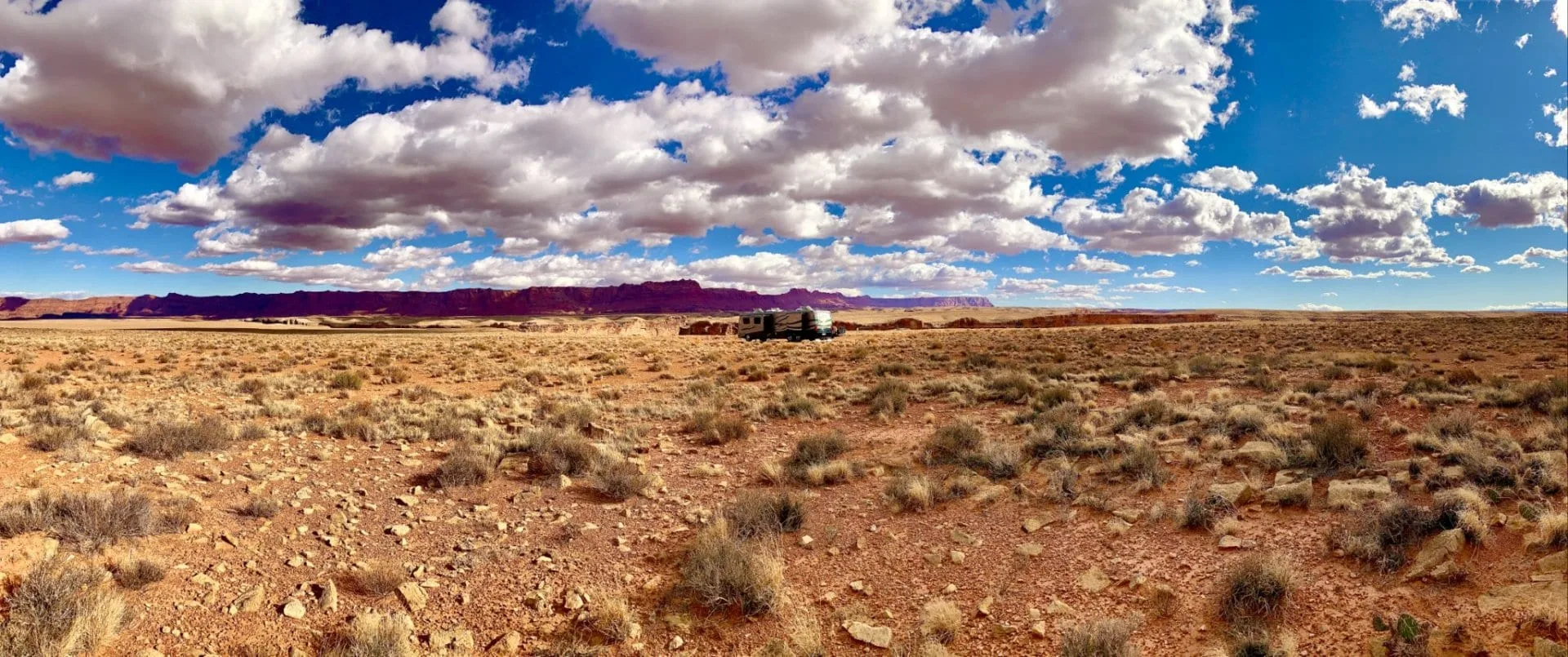 Us dry camping in the desert southwest on land controlled by the Bureau of Land Management.