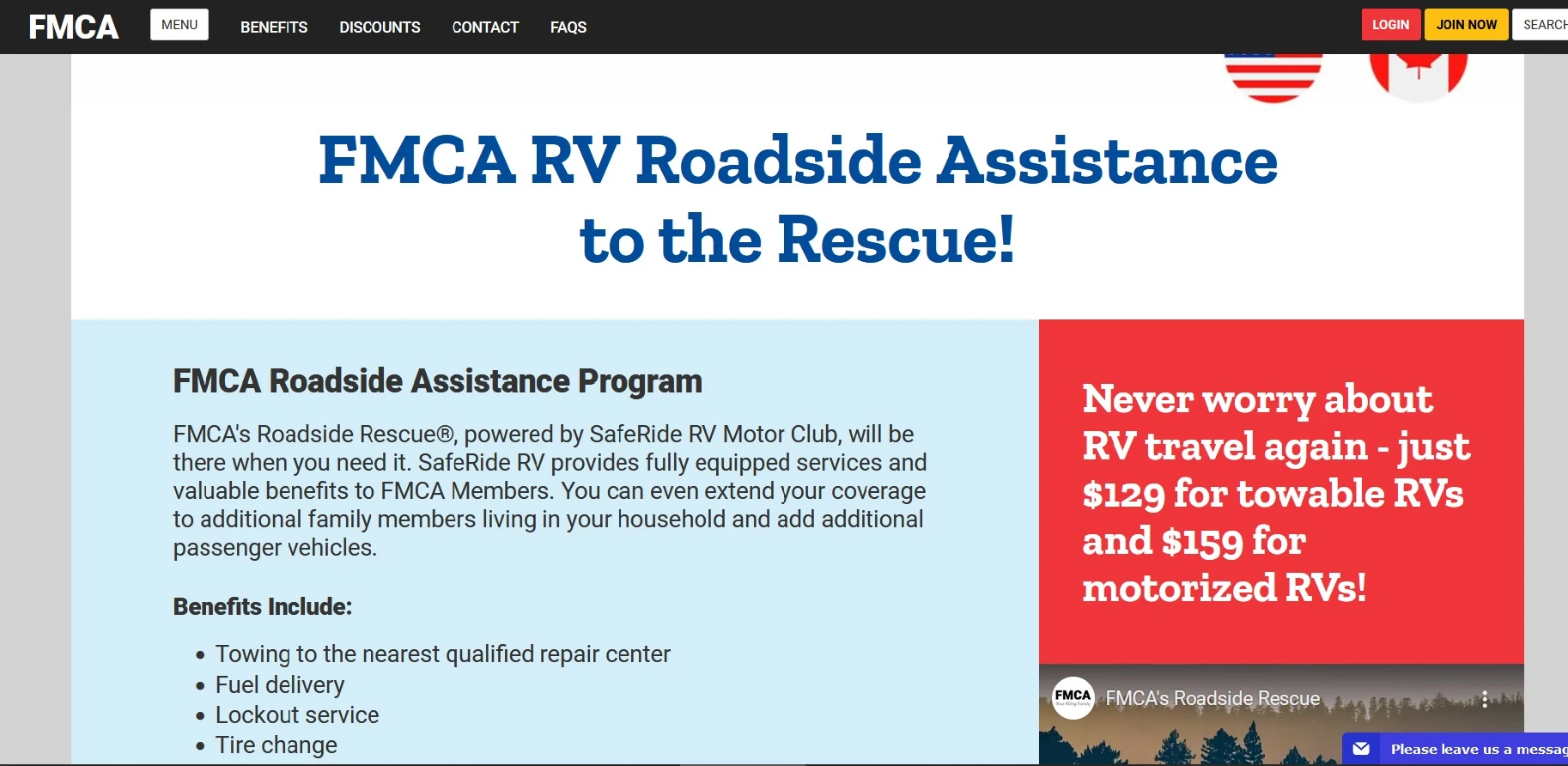FMCA offers roadside assistance plans to its members.