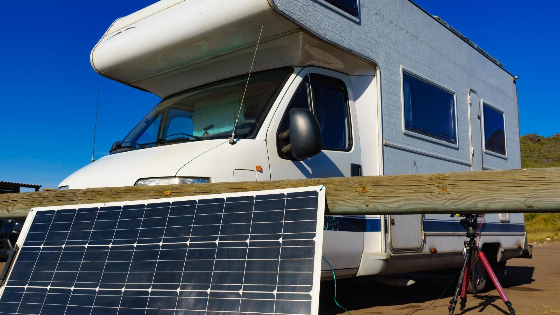 RV with large portable solar panel