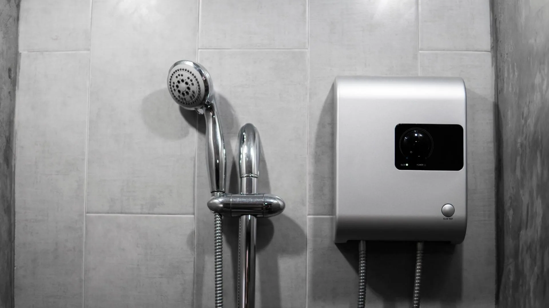 Photo of a tankless water heater and showerhead