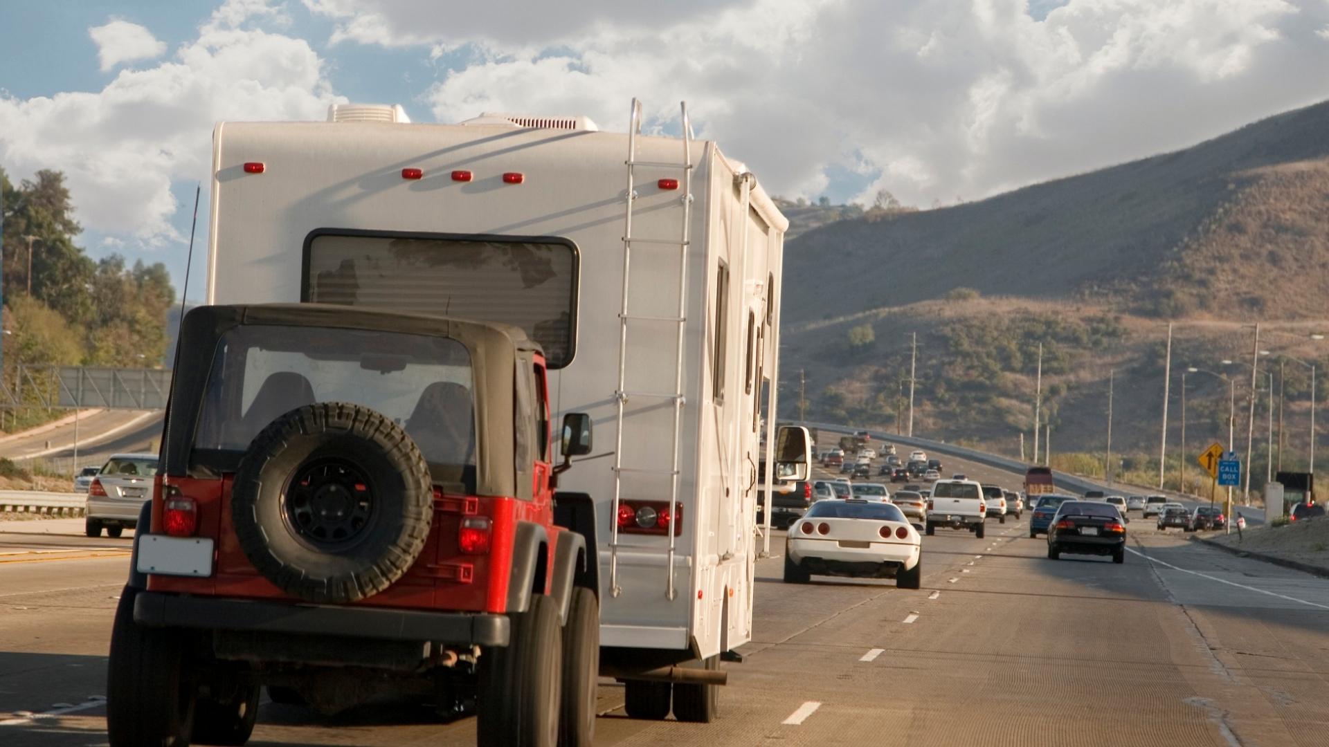 For trailer sway control, never overload a tow vehicle.