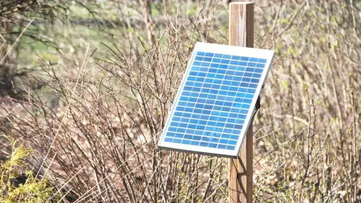 Small solar panel for trickle charging a battery.
