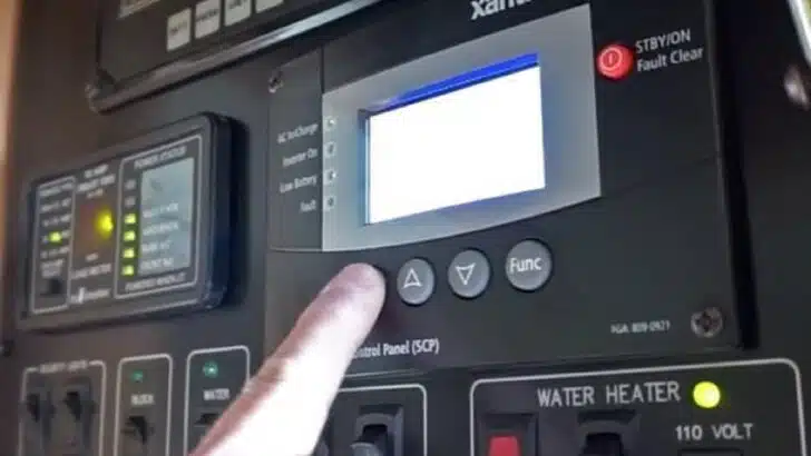 Our Xantrex Inverter-Charger control panel.