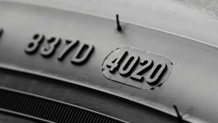 DOT date code on tire sidewall