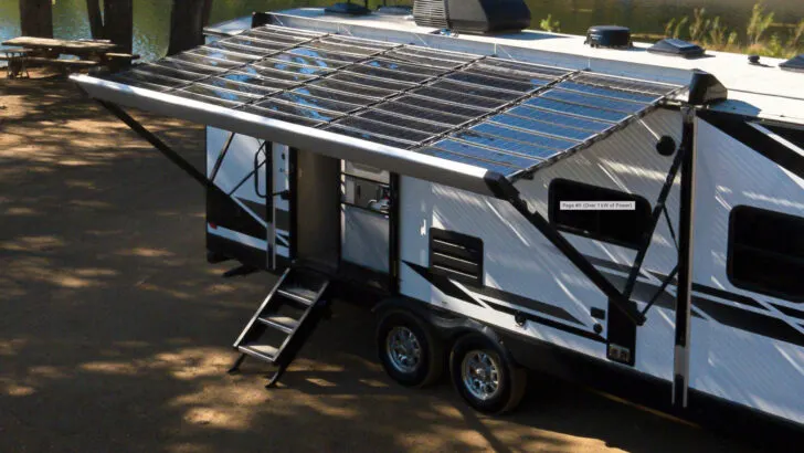 Xpanse Solar RV awning on a 5th wheel
