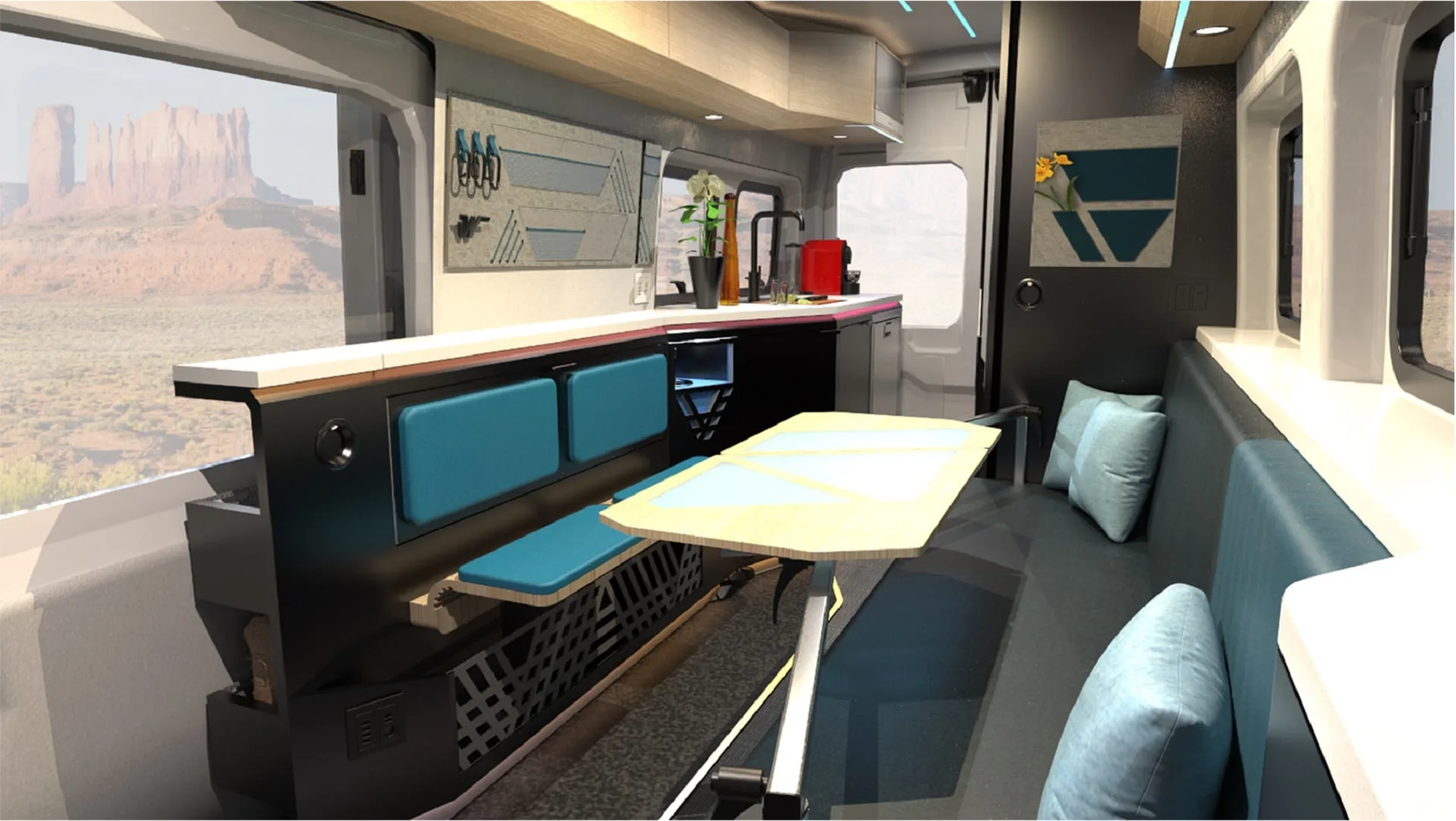 A photo of the interior of the Winnebago electric RV