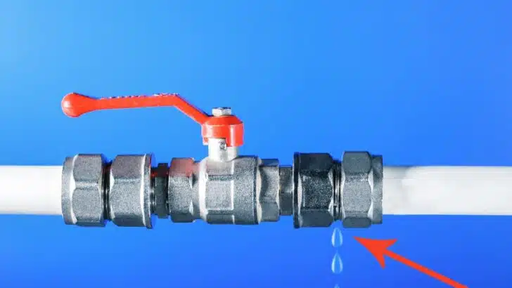 Photo indicating an RV plumbing leak that could be the reason why the RV water pump is pulsing