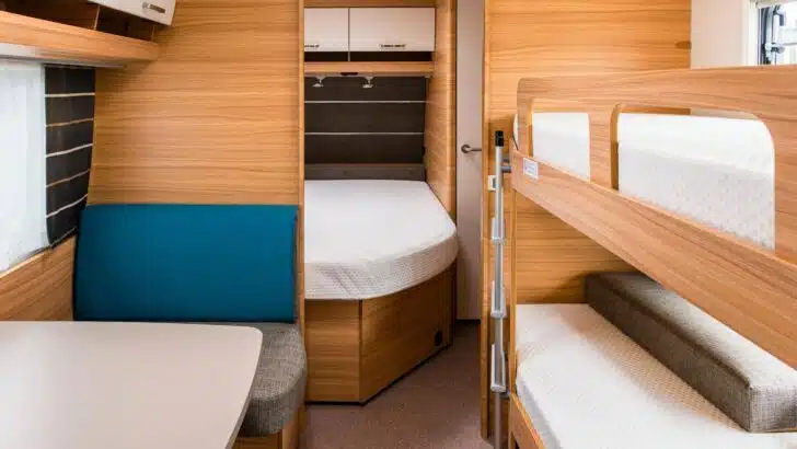 Photo of the interior of a small RV 