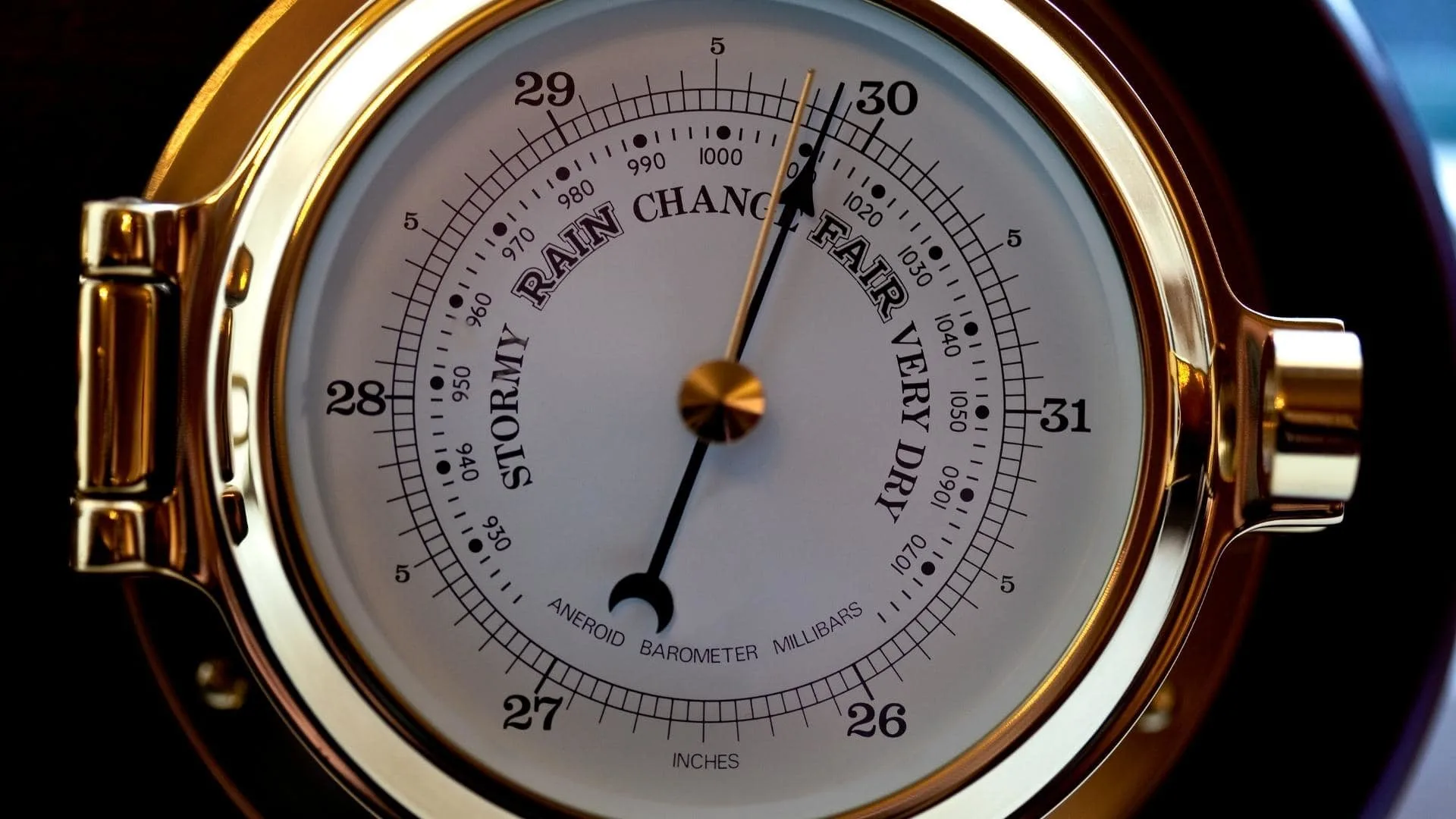 Photo of a barometer, a feature of a good RV weather station.