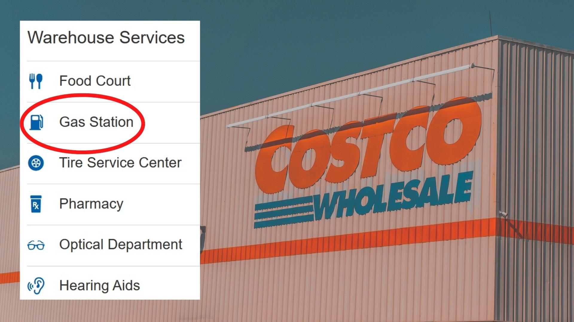 Photo of a Costco Wholesale Warehouse with warehouse services superimposed on it
