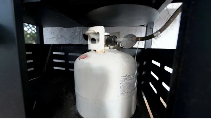 A 20lb (5-gallon) DOT propane cylinder