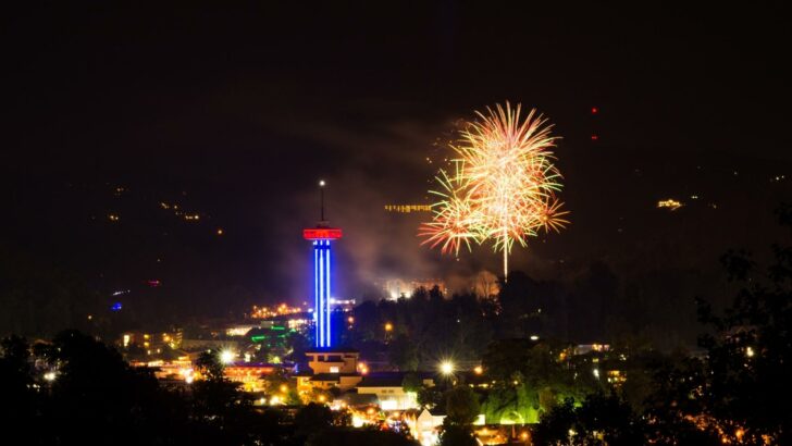 Photo of 4th of July fireworks over Gatlinburg, Tennesee