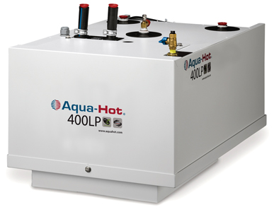 Photo of a propane-powered hydronic heating unit made by Aqua-Hot
