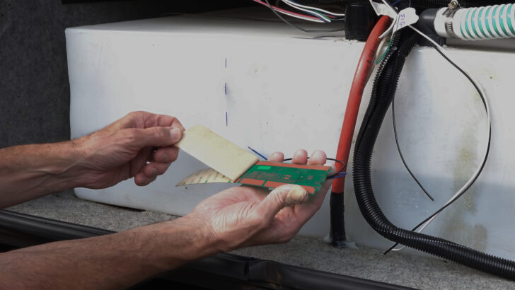 Peeling the backing off a sensor strip prior to permanently installing it.