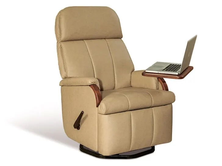 An RV-specific recliner that is slimmer and smaller than a home recliner