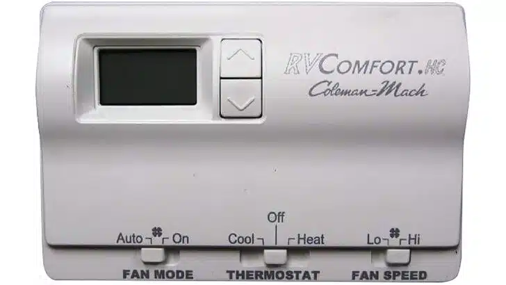 A Coleman-Mach digital RV thermostat