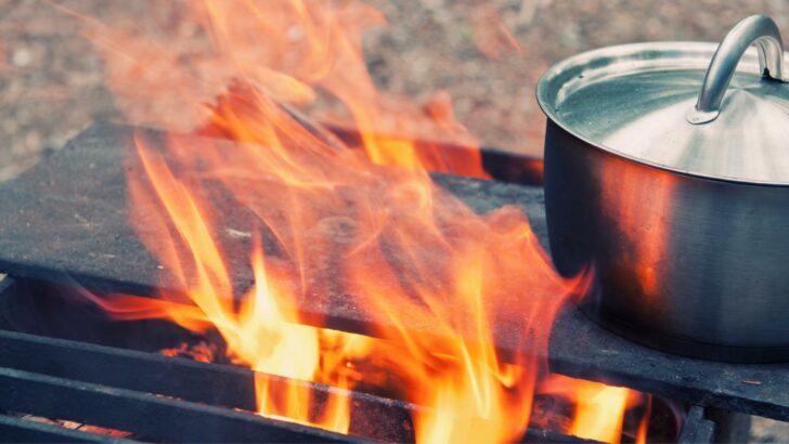 Cooking on a hot fire from a portable propane fire pit