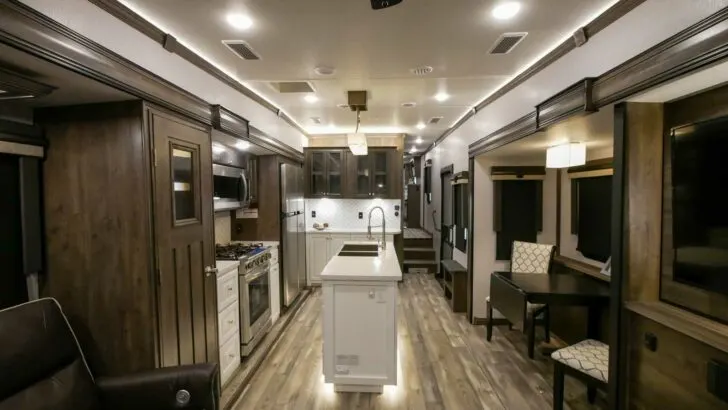 Interior of a Forest River Cardinal Luxury 5th wheel RV