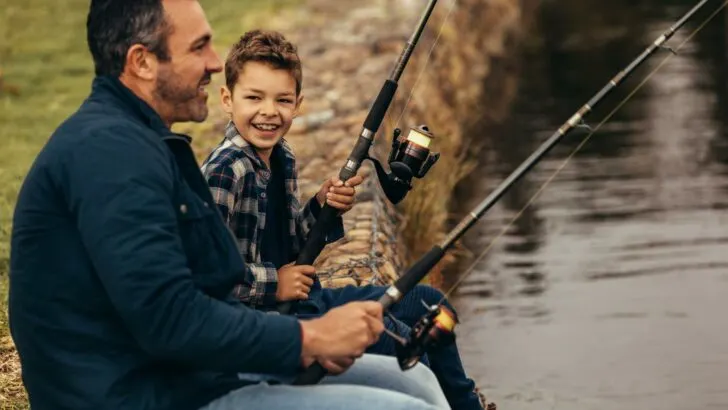 A father and son fishing... roadschooling can be fun, too!