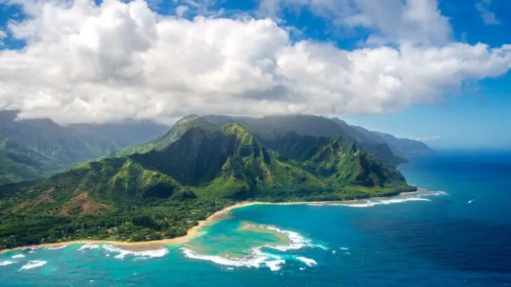 Aerial view of one of the Hawaiian Islands
