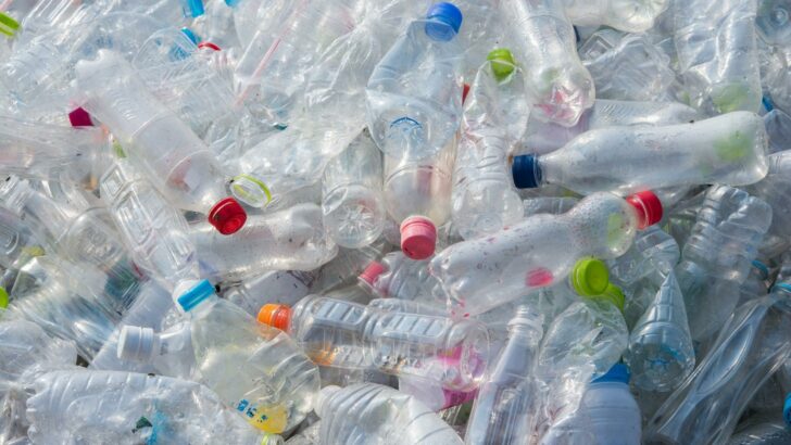 Hundreds of plastic bottles requiring recycling